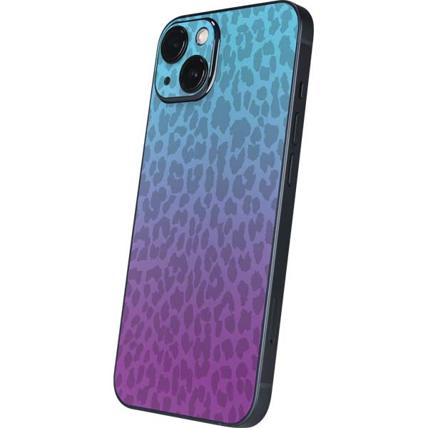 Cheetah Print Purple and Blue iPhone 15 Skin