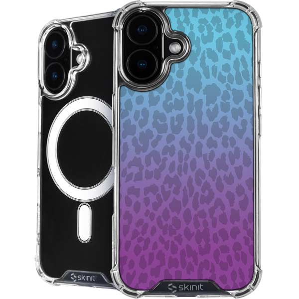 Cheetah Print Purple and Blue iPhone 16 MagSafe Case