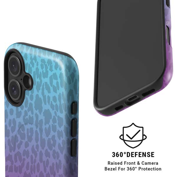 Cheetah Print Purple and Blue iPhone 16 Magsafe Impact Case