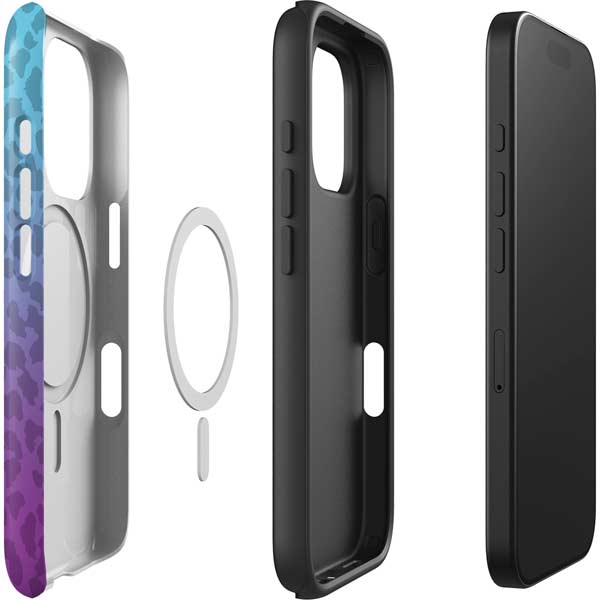 Cheetah Print Purple and Blue iPhone 16 Pro Magsafe Impact Case