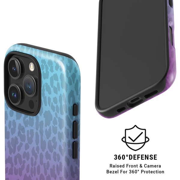 Cheetah Print Purple and Blue iPhone 16 Pro Magsafe Impact Case