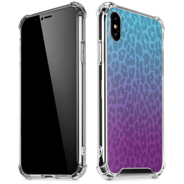 Cheetah Print Purple and Blue iPhone X/XS Clear Case