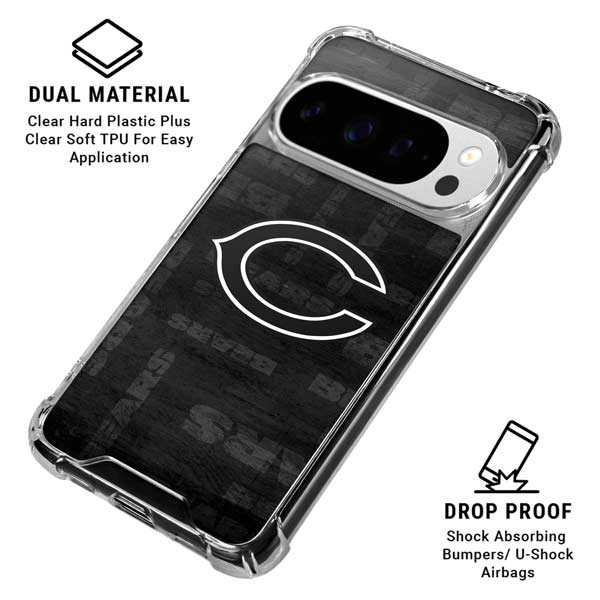 NFL Chicago Bears Black & White Google Pixel 10 Pro XL Clear Case