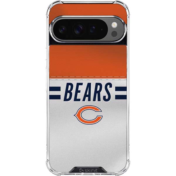 NFL Chicago Bears White Striped Google Pixel 10 Pro Clear Case