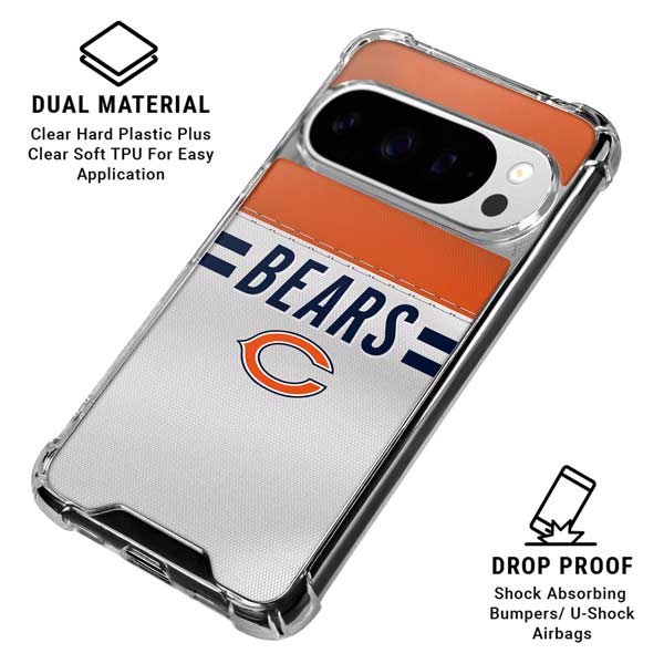 NFL Chicago Bears White Striped Google Pixel 10 Pro Clear Case