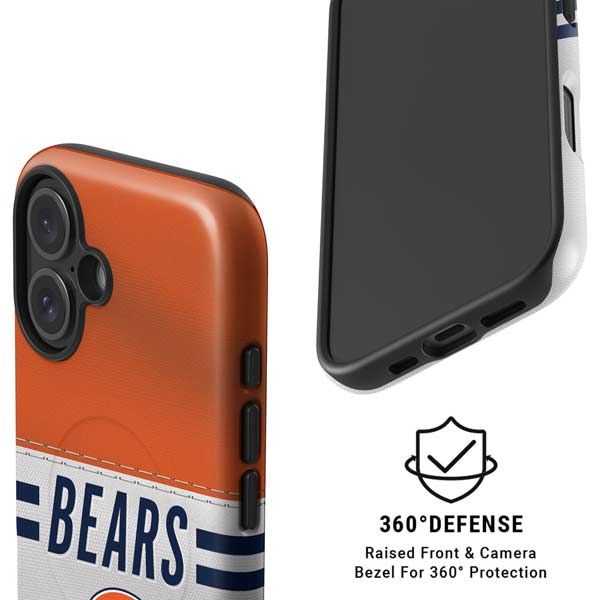 NFL Chicago Bears White Striped iPhone 16 Plus Magsafe Impact Case