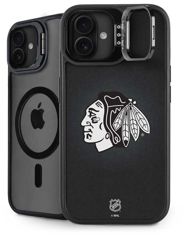 NHL Chicago Blackhawks Black Background iPhone 16 Kickstand Case