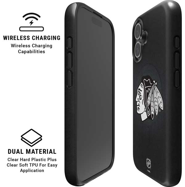 NHL Chicago Blackhawks Black Background iPhone 16 Magsafe Impact Case