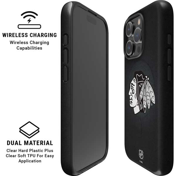 NHL Chicago Blackhawks Black Background iPhone 16 Pro Magsafe Impact Case