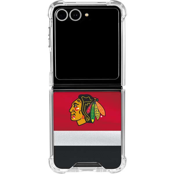 NHL Chicago Blackhawks Jersey Galaxy Z Flip7 Clear Case