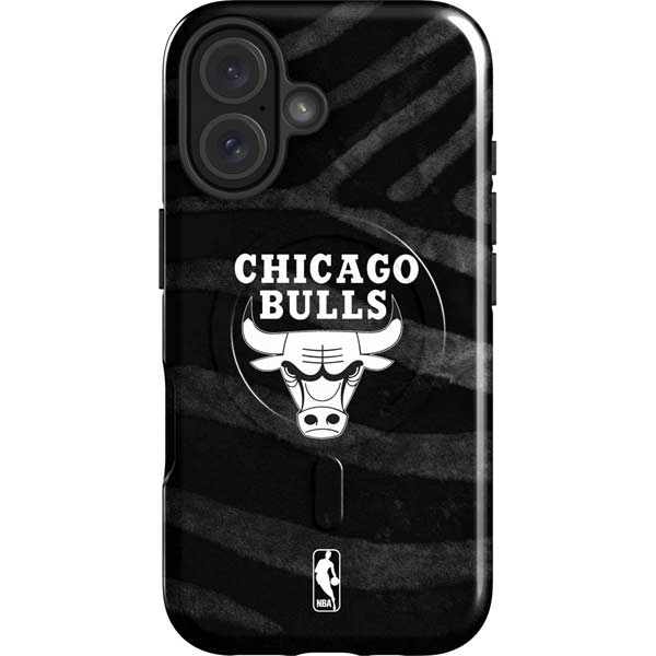 NBA Chicago Bulls Black Animal Print iPhone 16 Magsafe Impact Case