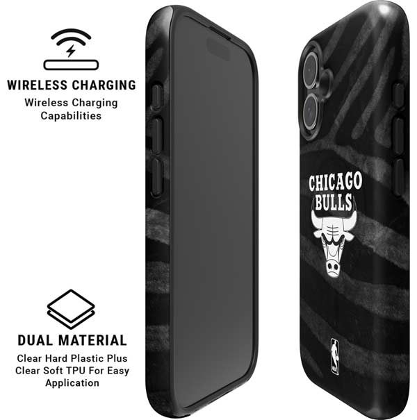NBA Chicago Bulls Black Animal Print iPhone 16 Plus Magsafe Impact Case