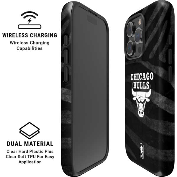 NBA Chicago Bulls Black Animal Print iPhone 16 Pro Magsafe Impact Case