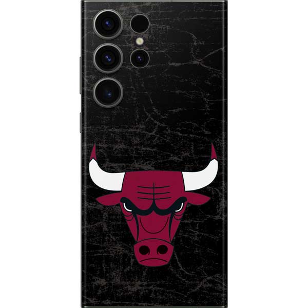 NBA Chicago Bulls Black Distressed Galaxy Skins