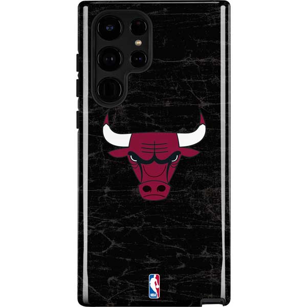 NBA Chicago Bulls Black Distressed Galaxy S25 Ultra Impact Case