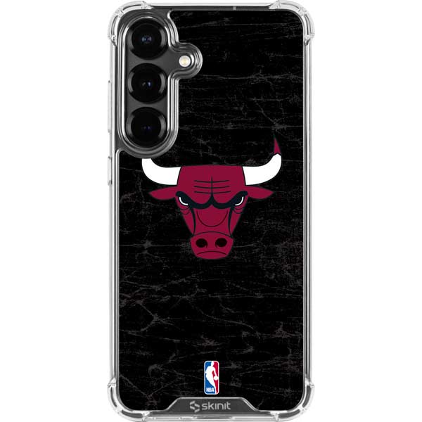 NBA Chicago Bulls Black Distressed Galaxy S26 Plus Clear Case