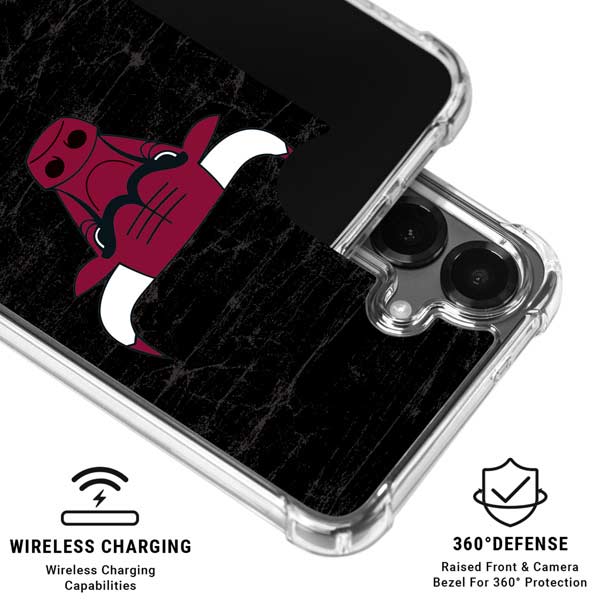 NBA Chicago Bulls Black Distressed Galaxy S26 Plus Clear Case