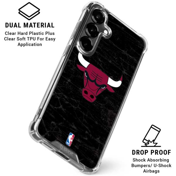 NBA Chicago Bulls Black Distressed Galaxy S26 Plus Clear Case