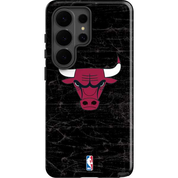 NBA Chicago Bulls Black Distressed Galaxy S26 Ultra Impact Case