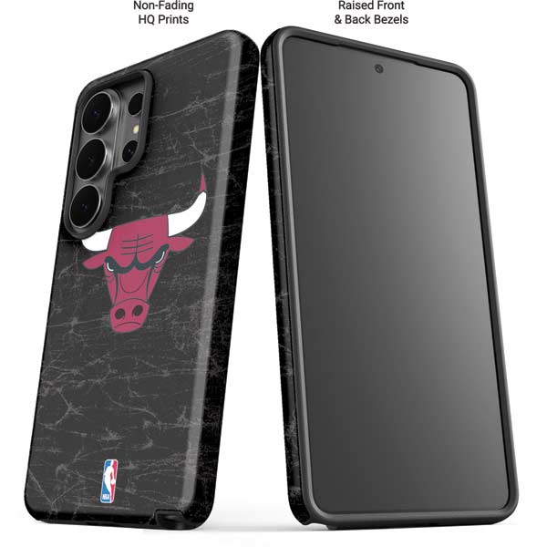 NBA Chicago Bulls Black Distressed Galaxy S26 Ultra Impact Case
