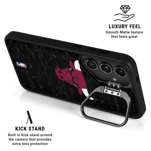 NBA Chicago Bulls Black Distressed Galaxy S26 Ultra Kickstand Case