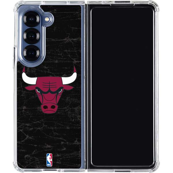 NBA Chicago Bulls Black Distressed Galaxy Z Fold7 Clear Case