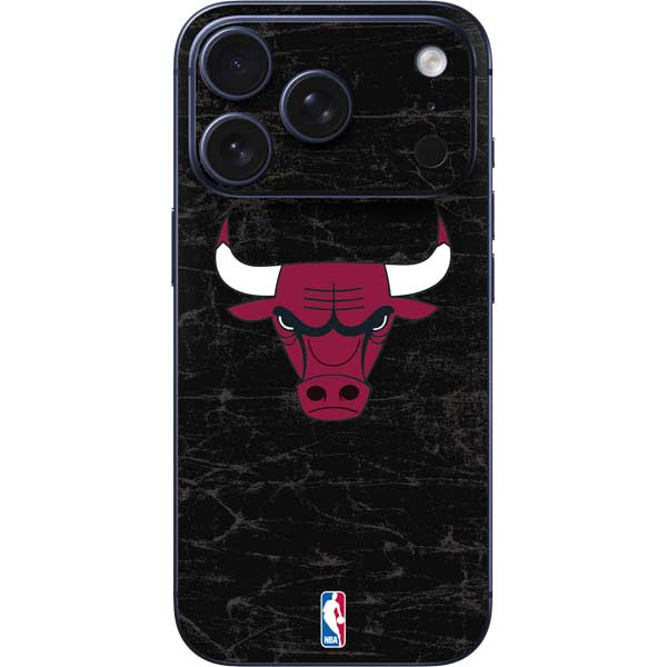 NBA Chicago Bulls Black Distressed iPhone 17 Pro Skin