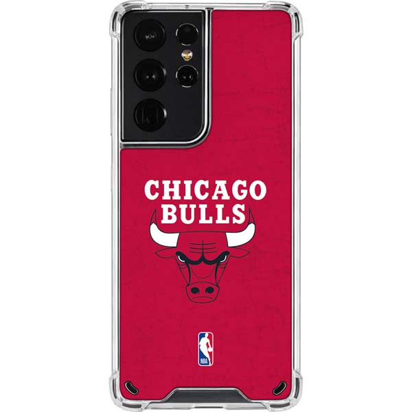NBA Chicago Bulls Red Distressed Galaxy S21 Ultra 5G Clear Case