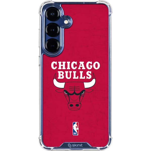 NBA Chicago Bulls Red Distressed Galaxy S25 Plus Clear Case