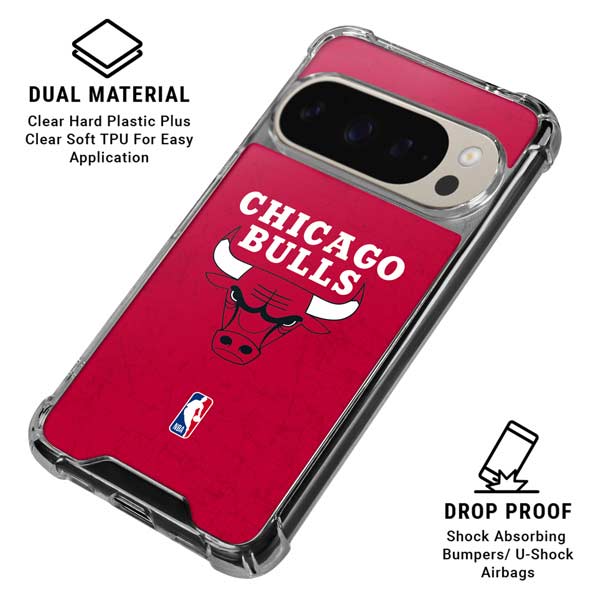 NBA Chicago Bulls Red Distressed Google Pixel 9 Pro XL Clear Case