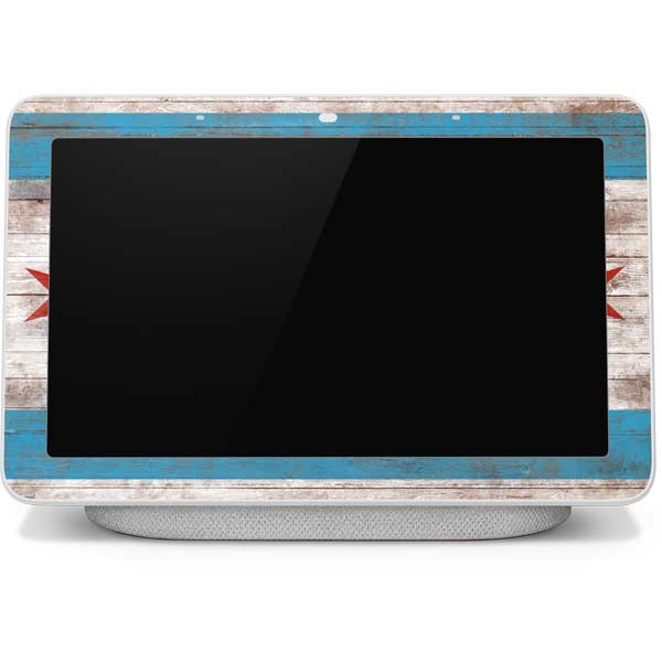 Chicago Flag Dark Wood Google Home Hub Skin