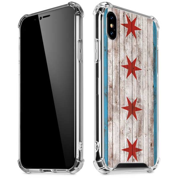 Chicago Flag Dark Wood iPhone X/XS Clear Case