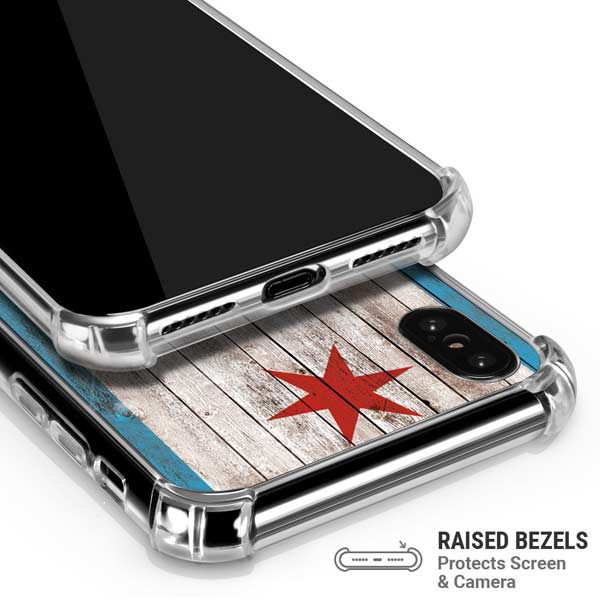 Chicago Flag Dark Wood iPhone X/XS Clear Case