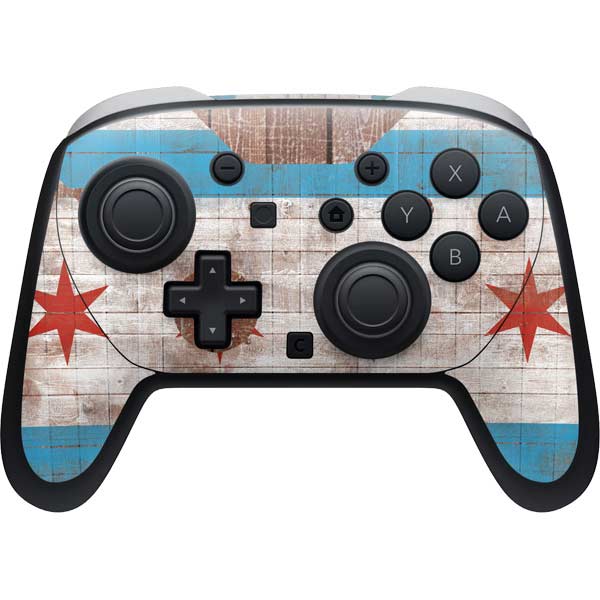 Chicago Flag Dark Wood Nintendo Switch 2 (2025) Pro Controller Skin