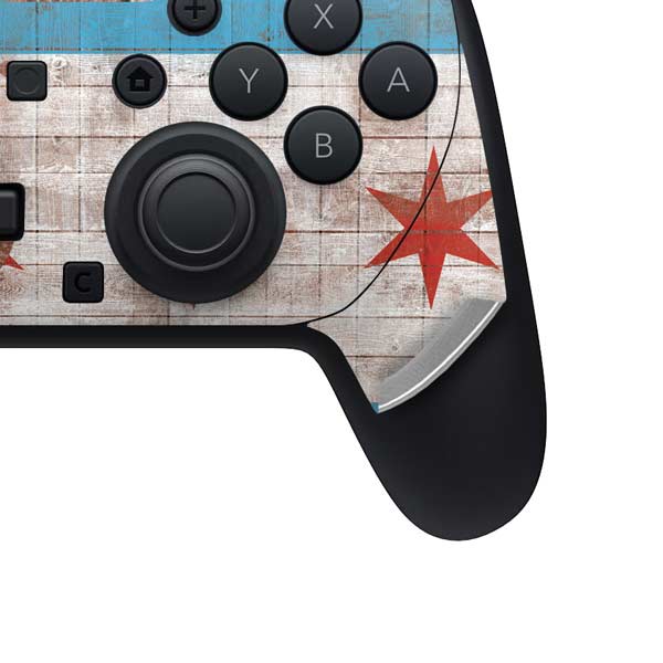 Chicago Flag Dark Wood Nintendo Switch 2 (2025) Pro Controller Skin