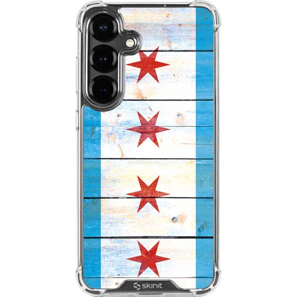 Chicago Flag Light Wood Galaxy S26 Plus Clear Case