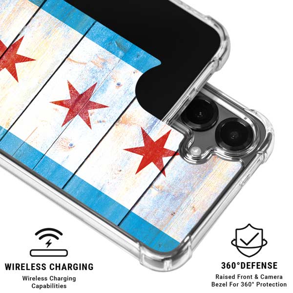 Chicago Flag Light Wood Galaxy S26 Plus Clear Case