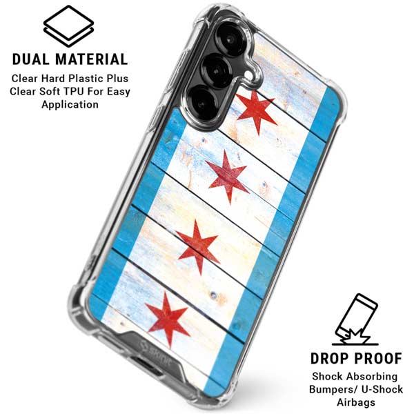 Chicago Flag Light Wood Galaxy S26 Plus Clear Case