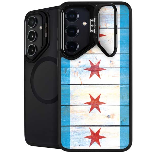 Chicago Flag Light Wood Galaxy S26 Plus Kickstand Case