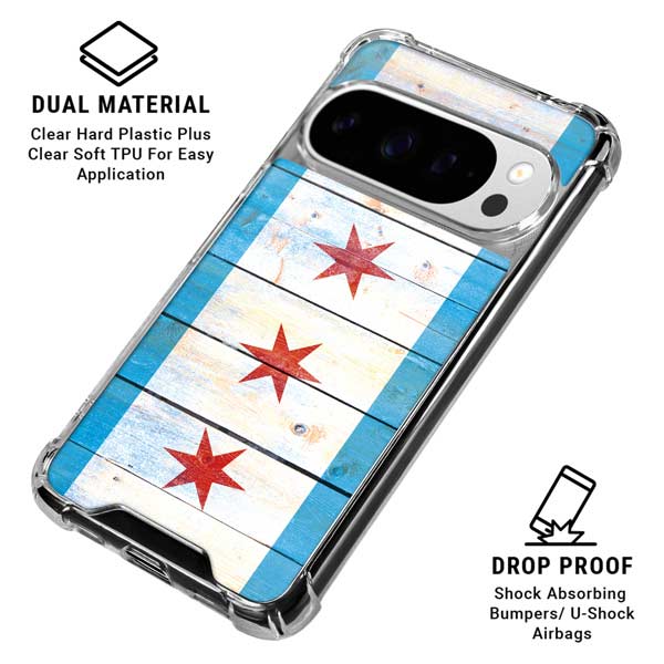 Chicago Flag Light Wood Google Pixel 10 Pro Clear Case