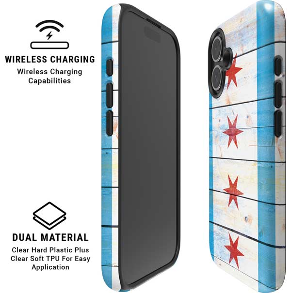 Chicago Flag Light Wood iPhone 16 Magsafe Impact Case