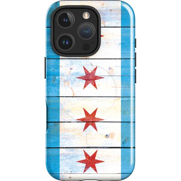 Chicago Flag Light Wood iPhone 16 Pro Max Magsafe Impact Case