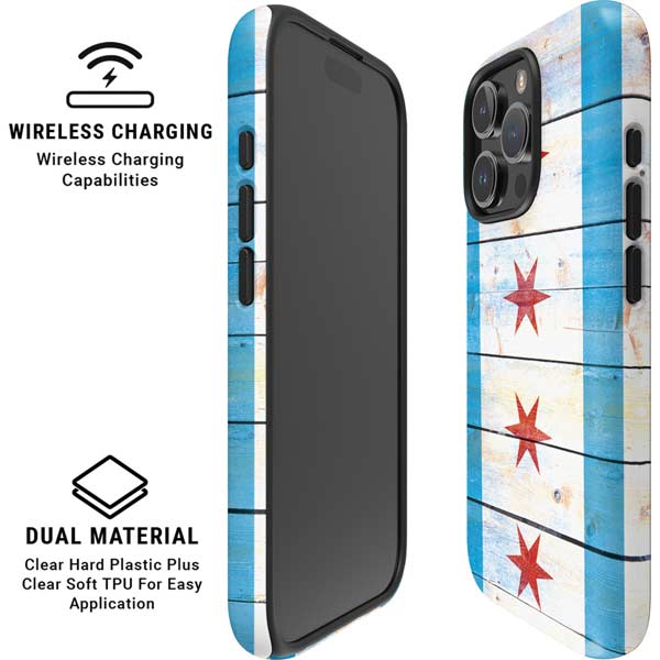 Chicago Flag Light Wood iPhone 16 Pro Max Magsafe Impact Case