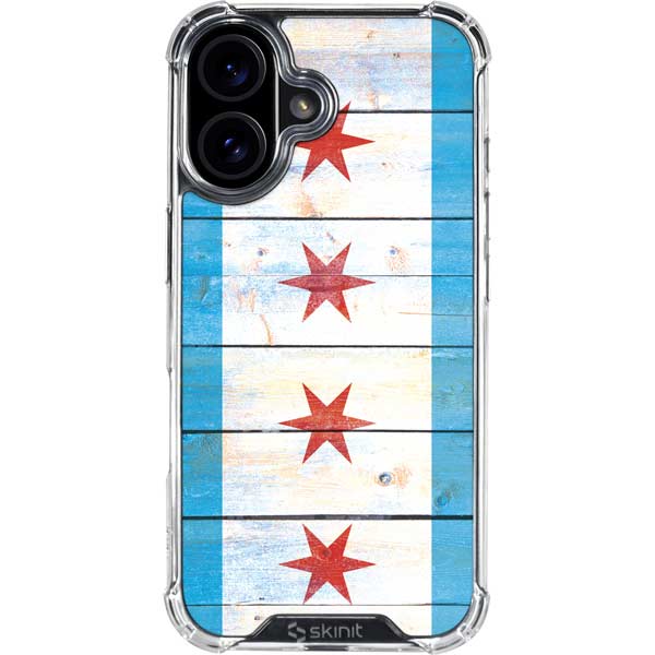 Chicago Flag Light Wood iPhone 17 Clear Case