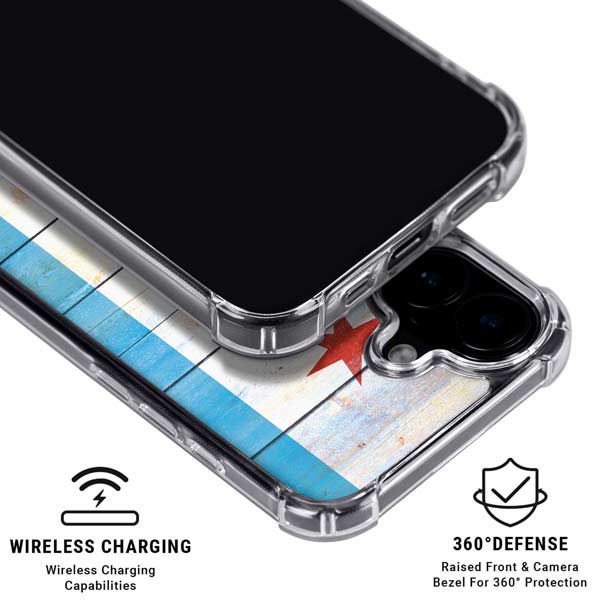 Chicago Flag Light Wood iPhone 17 Clear Case