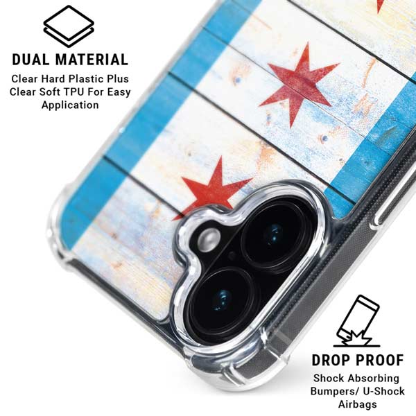 Chicago Flag Light Wood iPhone 17 Clear Case