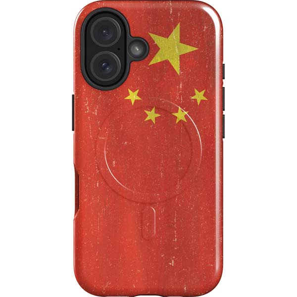 Chinese Flag Distressed iPhone 16 Magsafe Impact Case