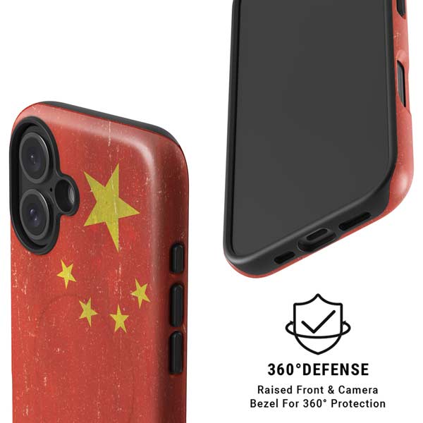 Chinese Flag Distressed iPhone 16 Magsafe Impact Case