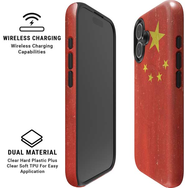 Chinese Flag Distressed iPhone 16 Magsafe Impact Case