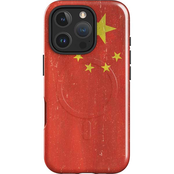 Chinese Flag Distressed iPhone 16 Pro Magsafe Impact Case